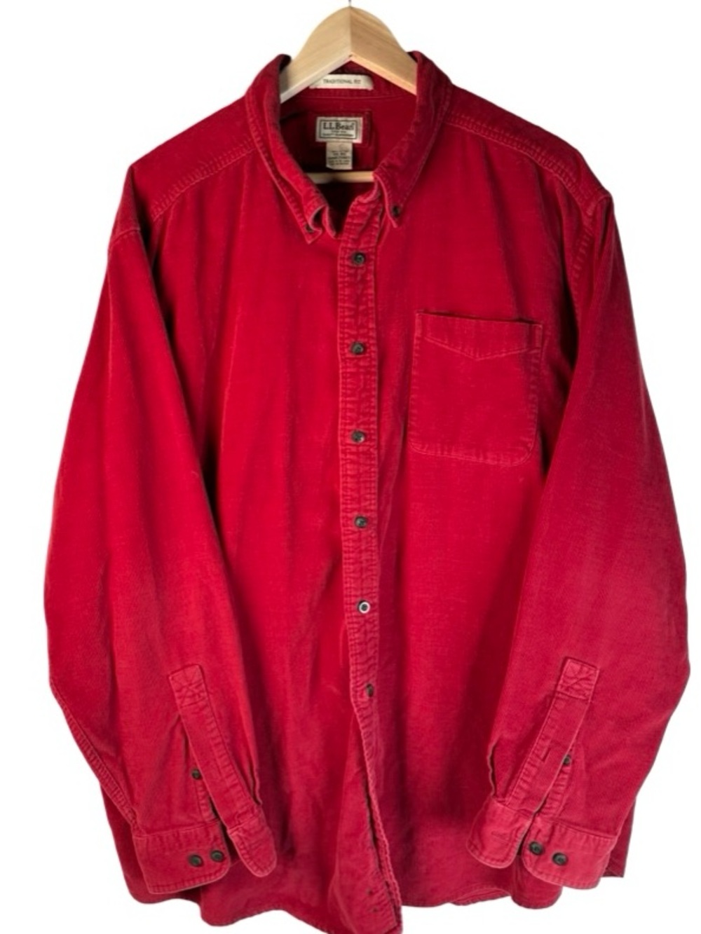 L.L. Bean Vintage Traditional Fit Red Corduroy Button Down Shirt Men’s XXL